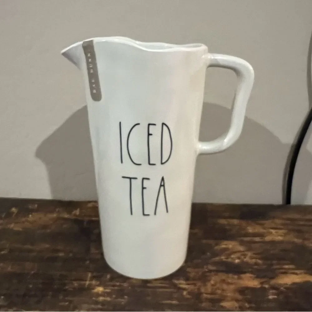 Rae Dunn Ice Tea Pitcher NWT never used white plastic